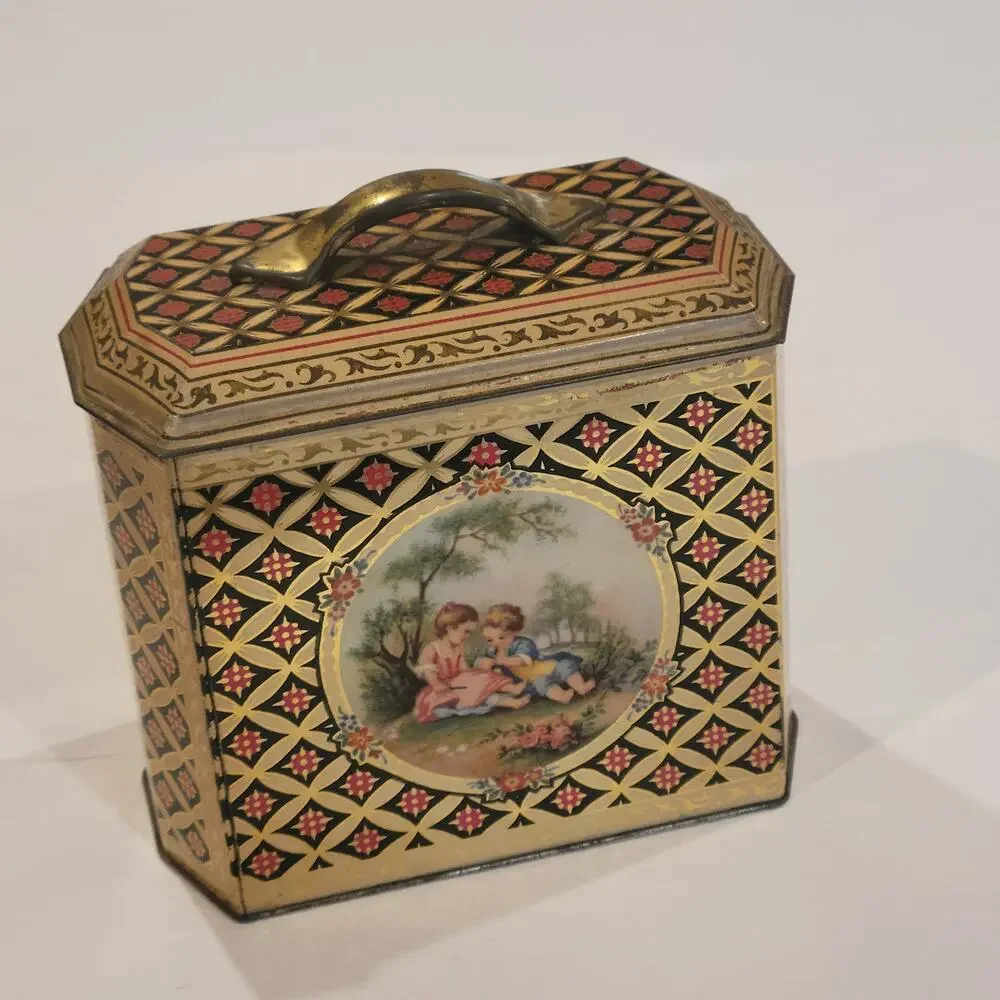 Vintage Candy  Tea Tin Canister with Lid Pastoral Children